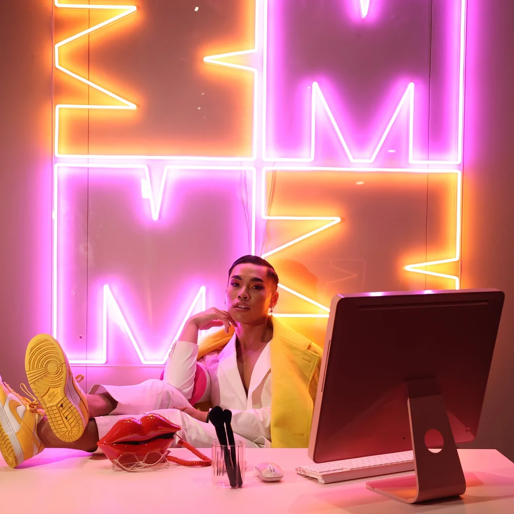 Mecca neon desk portrait